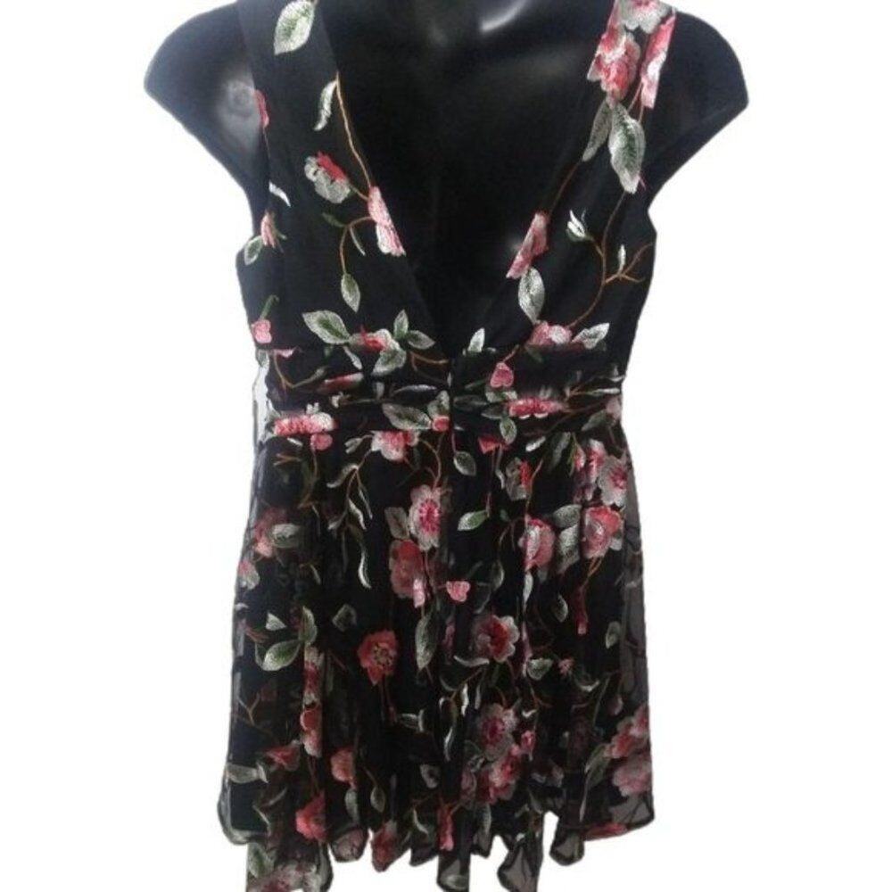 Aqua Luxe Embroidered Floral Mini dress - Picture 2 of 10